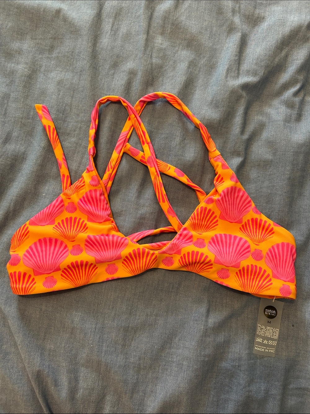 moana bikini Orange & Pink Shell-Print Bikini Top